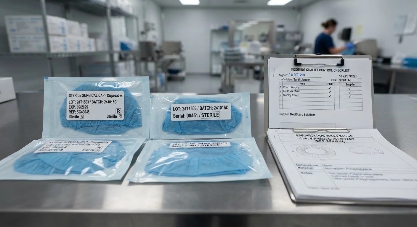 Quality inspection process for disposable surgical caps