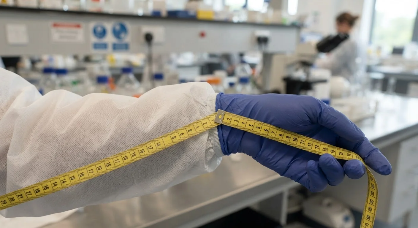 Disposable lab coat measurement guide